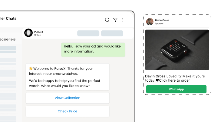 Wbotz screen: ad greeting and qualifying flow builder