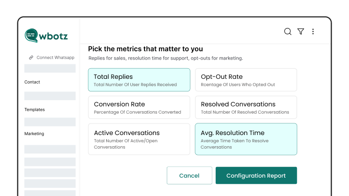 Wbotz screen: report configuration