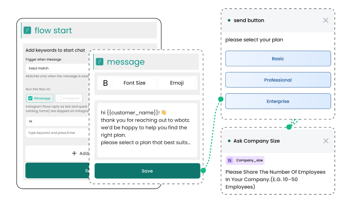 Wbotz screen: automation rule builder