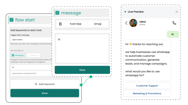 Wbotz screen: choosing an automation trigger