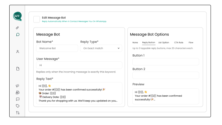 Wbotz screen: broadcast template editor