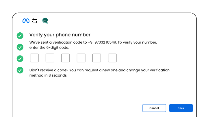 Wbotz screen: connecting a WhatsApp Business number