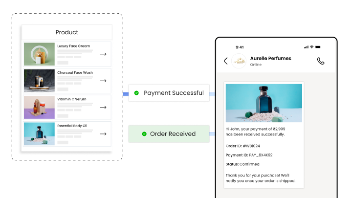 Wbotz screen: catalogue shared in a campaign and orders received